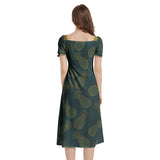 Puff Sleeve Split Thigh Midi Dress - Objet D'Art
