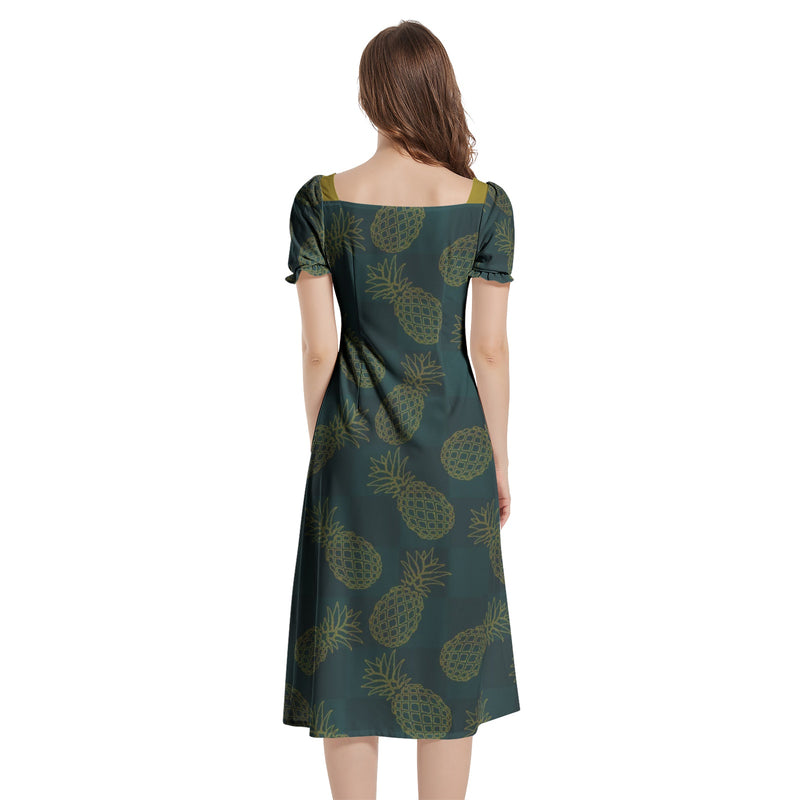 Puff Sleeve Split Thigh Midi Dress - Objet D'Art