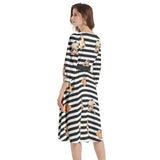 Boat Neck Belted Flared Dress - Objet D'Art