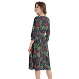 Boat Neck Belted Flared Dress - Objet D'Art