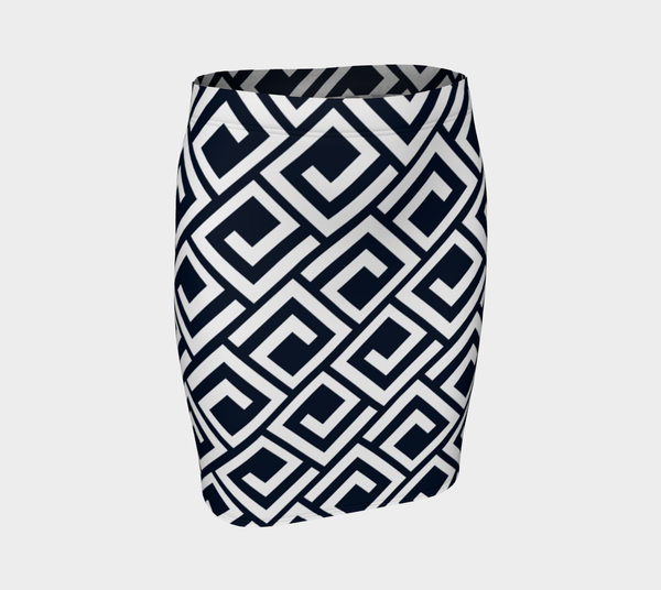 Greek Key Fitted Skirt - Objet D'Art