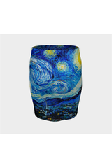 Let's Gogh Starry Nights Fitted Skirt - Objet D'Art