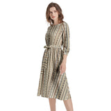 Boat Neck Belted Flared Dress - Objet D'Art