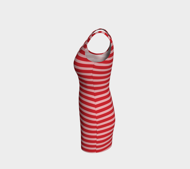 Red Striped Bodycon Dress - Objet D'Art