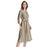 Boat Neck Belted Flared Dress - Objet D'Art