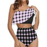 lav 3 print 3A High Waisted Ruffle Bikini Set (Model S13) - Objet D'Art