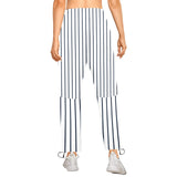 white dark blue striped print 2 Women's Quick Dry Cargo Sweatpants (Model L65) - Objet D'Art