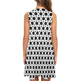 circle black print 3 Sleeveless A-Line Pocket Dress (Model D57) - Objet D'Art