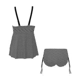 striped geo print 5C Chest Drawstring Swim Dress (Model S30) - Objet D'Art