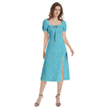 Puff Sleeve Split Thigh Midi Dress - Objet D'Art