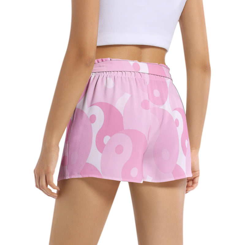 Pink Yin and Yang Women's Belted Short - Objet D'Art