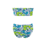 pisces neon green blue ombre print Chest Wrap Bikini Swimsuit (Model S36) - Objet D'Art