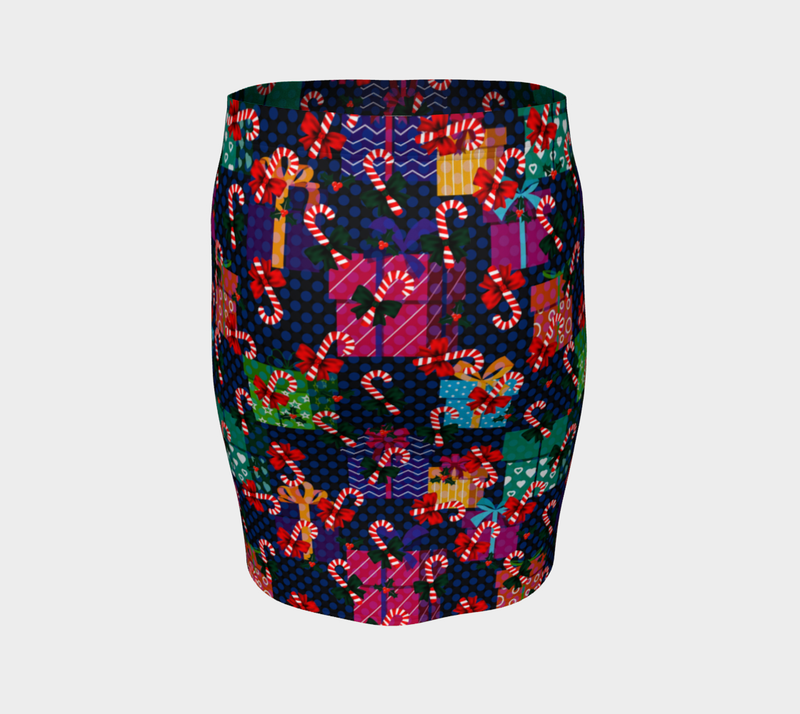 Candy Canes & Gifts Fitted Skirt - Objet D'Art