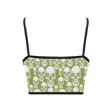 green skull 2 Women's Spaghetti Strap Crop Top (Model T67) - Objet D'Art