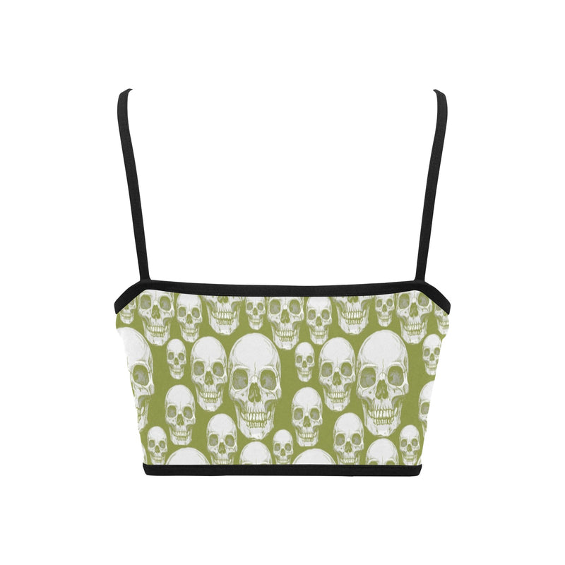 green skull 2 Women's Spaghetti Strap Crop Top (Model T67) - Objet D'Art