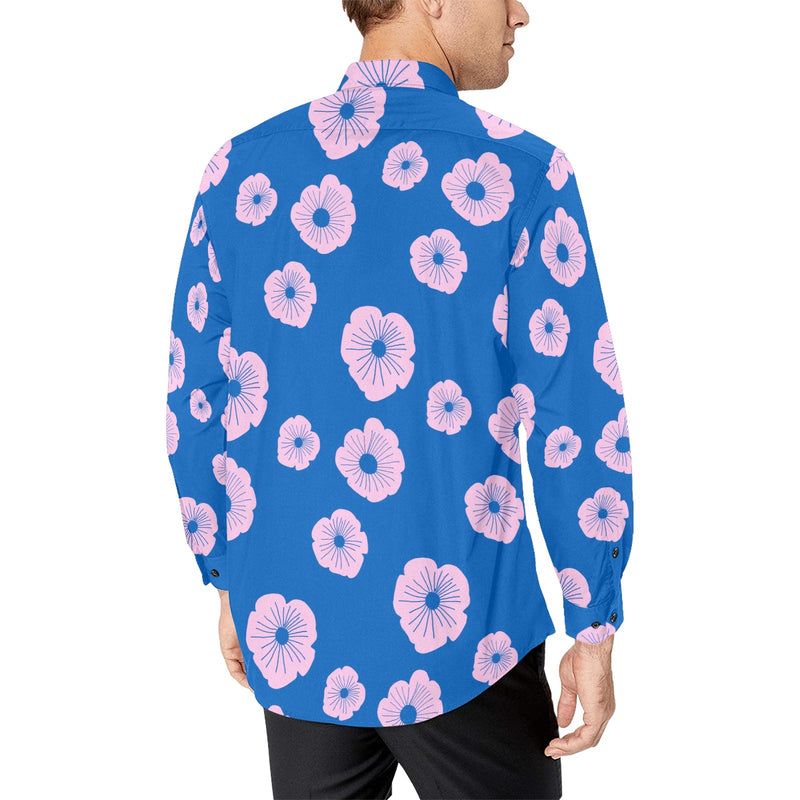 pink light blue flower 10 A Men's All Over Print Casual Dress Shirt (Model T61)