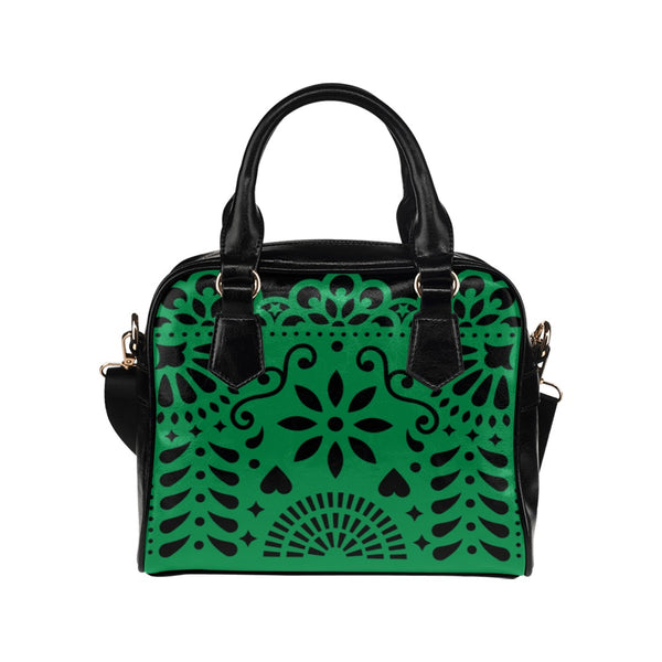 Green Papel Picado Shoulder Handbag (Model 1634) - Objet D'Art