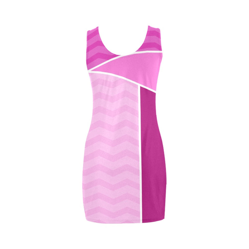 waves fuchsia partition print Medea Vest Dress (Model D06) - Objet D'Art