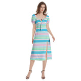 Puff Sleeve Split Thigh Midi Dress - Objet D'Art