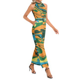 Halter Neck Buckle Belted Jumpsuit - Objet D'Art
