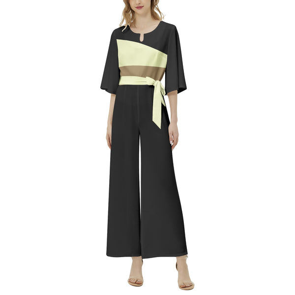 Dolman Sleeve Belted Wide Leg Jumpsuit - Objet D'Art
