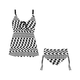 bw print A2 geometry Chest Drawstring Swim Dress (Model S30) - Objet D'Art