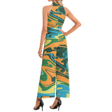 Halter Neck Buckle Belted Jumpsuit - Objet D'Art