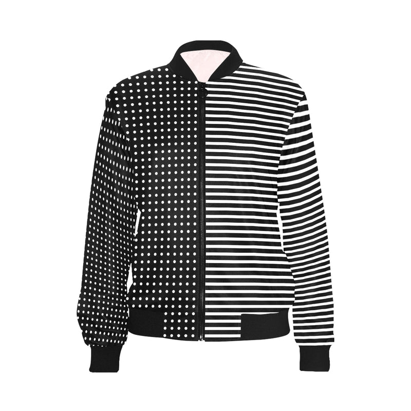 line to line print 10A All Over Print Bomber Jacket for Women (Model H36) - Objet D'Art