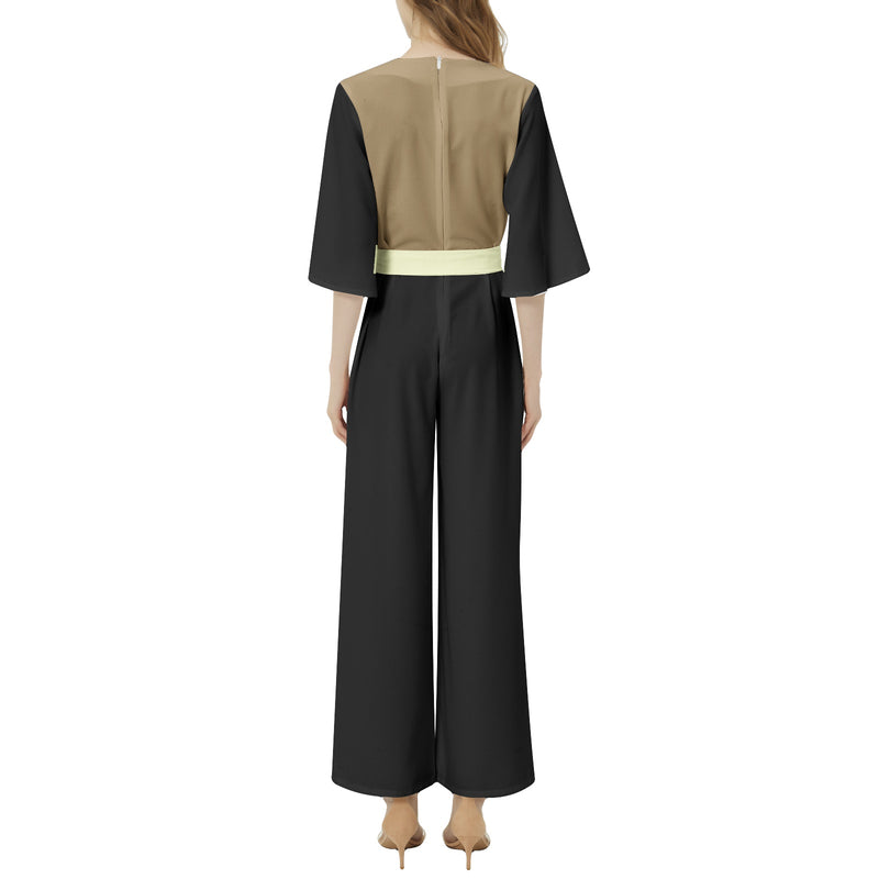 Dolman Sleeve Belted Wide Leg Jumpsuit - Objet D'Art