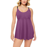 purple skirts Chest Pleat Swim Dress (Model S31) - Objet D'Art