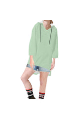 Lime Lattice Step Hem Tunic Hoodie for Women (Model H25) - Objet D'Art