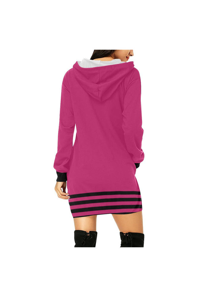 STRIPED PINKH27 - BCK All Over Print Hoodie Mini Dress (Model H27) - Objet D'Art