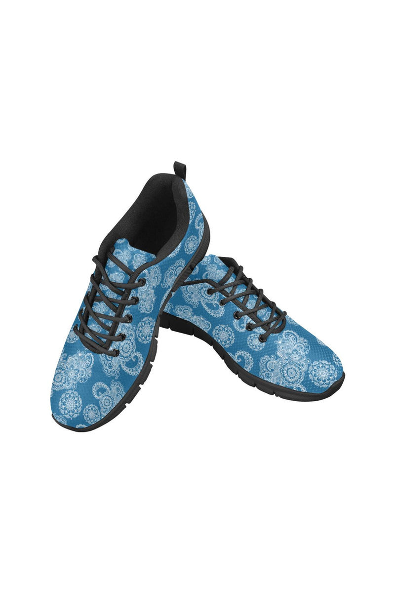 Paisley in Royal Blue Women's Breathable Running Shoes (Model 055) - Objet D'Art