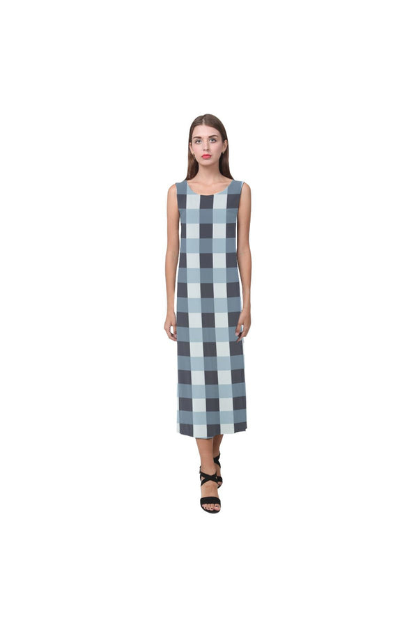 Tartan Turquoise Phaedra Sleeveless Open Fork Long Dress - Objet D'Art