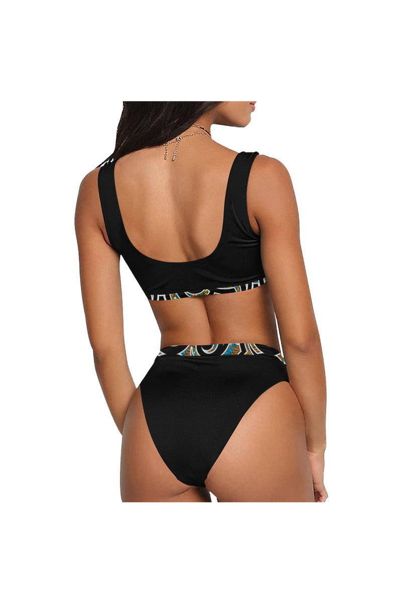 Kente Sport Top & High-Waist Bikini Swimsuit - Objet D'Art