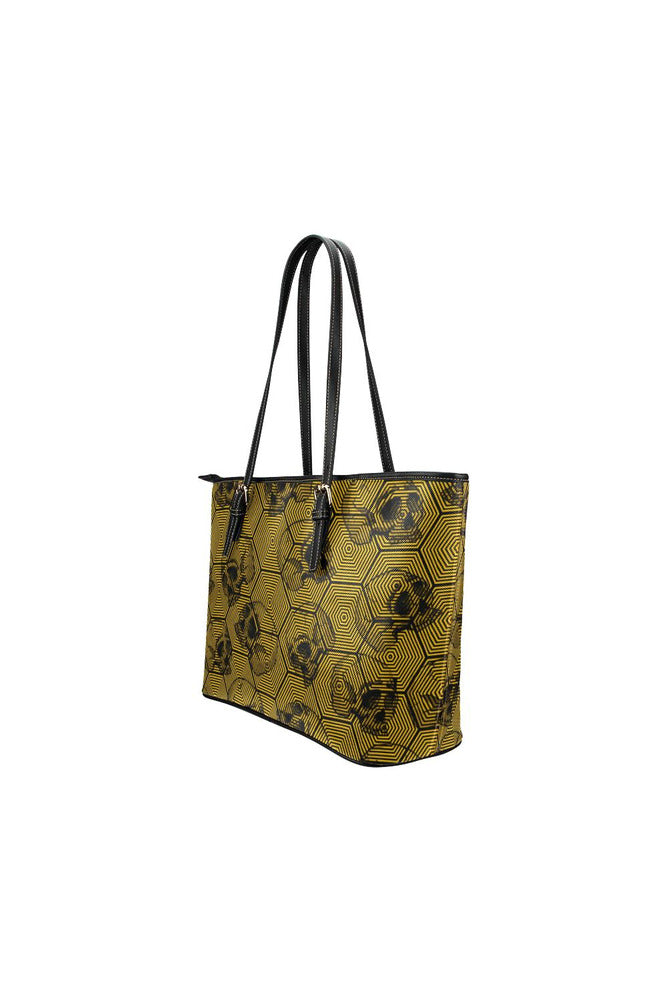 Aspen Gold Skull Print Leather Tote Bag/Small - Objet D'Art