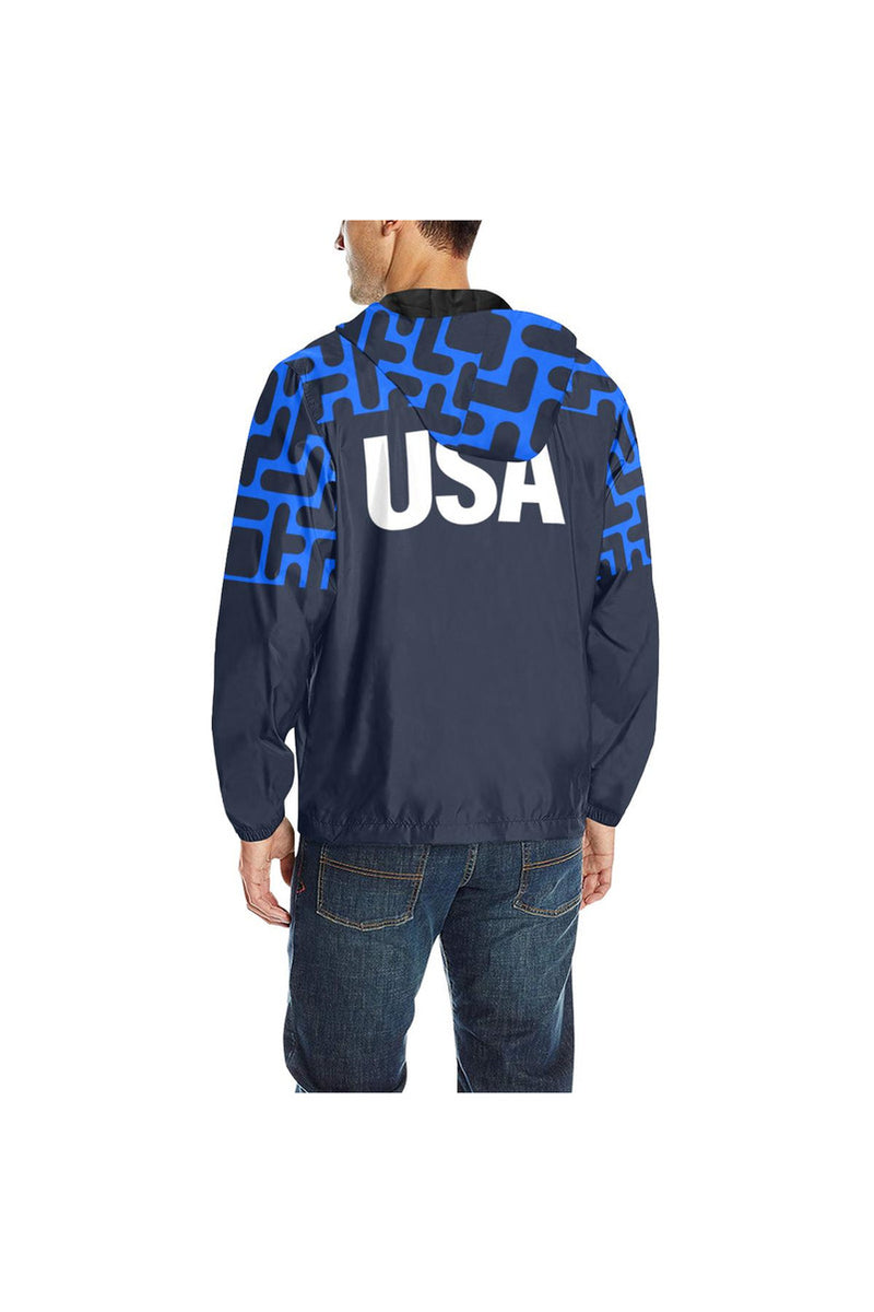 USA - HOOD MID TETRIS All Over Print Quilted Windbreaker for Men (Model H35) - Objet D'Art
