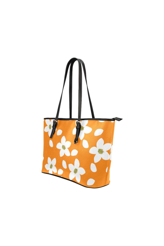 Flower White Turmeric Purse Leather Tote Bag/Small - Objet D'Art