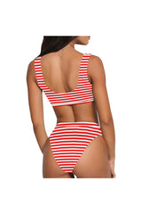 Candy Stripe Sport Top & High-Waist Bikini Swimsuit - Objet D'Art