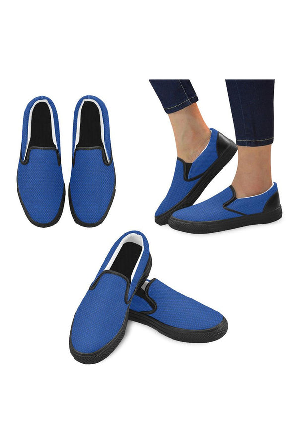 Blue Gearwork Men's Slip-on Canvas Shoes (Model 019) - Objet D'Art