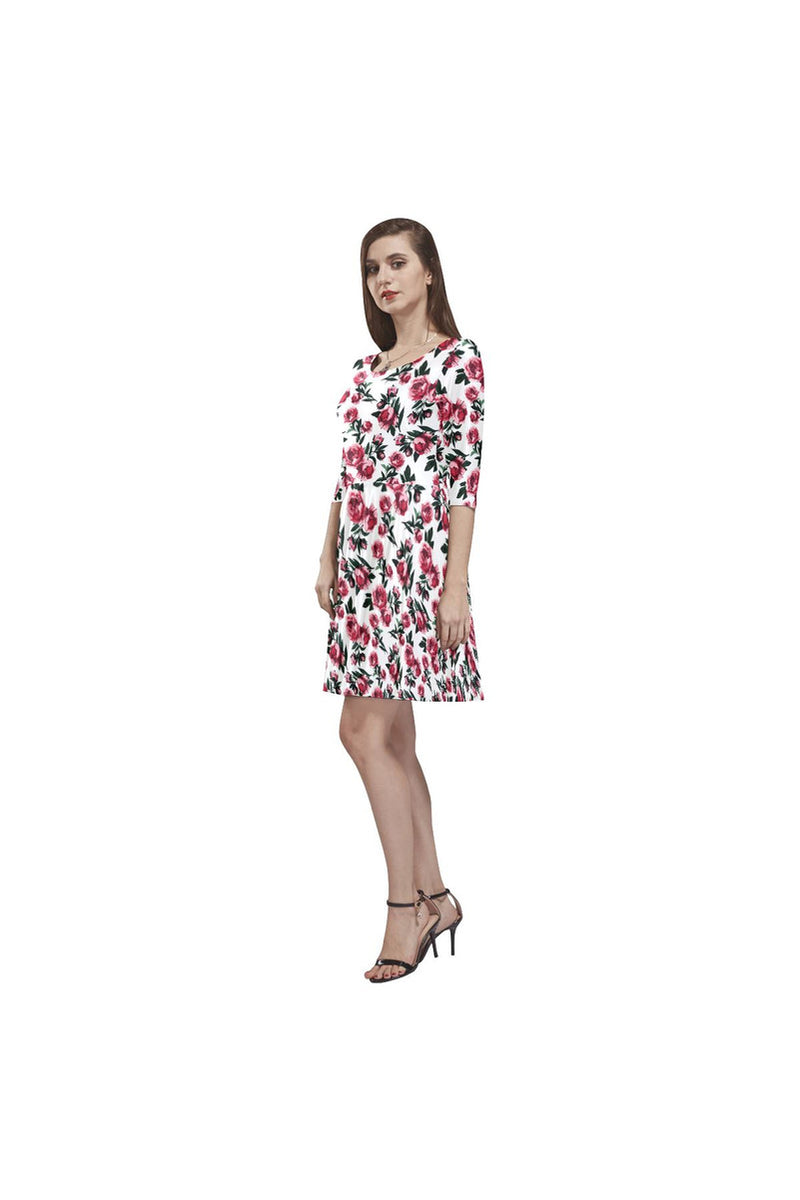 rose D20 SLEEVES Tethys Half-Sleeve Skater Dress(Model D20) - Objet D'Art