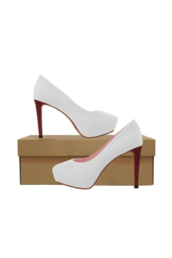 Crimson Heel Accented White Women's High Heels - Objet D'Art