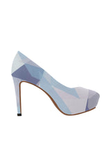 Crepe Pastel Blue Women's High Heels (Model 044) - Objet D'Art