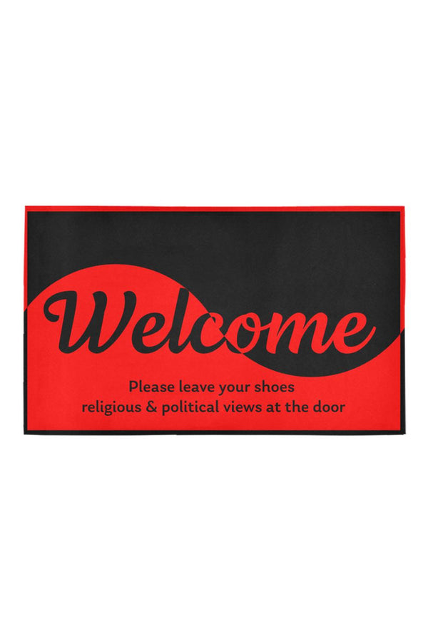 Welocme - No shoes, no politics, & no religion Azalea Doormat 30" x 18" - Objet D'Art