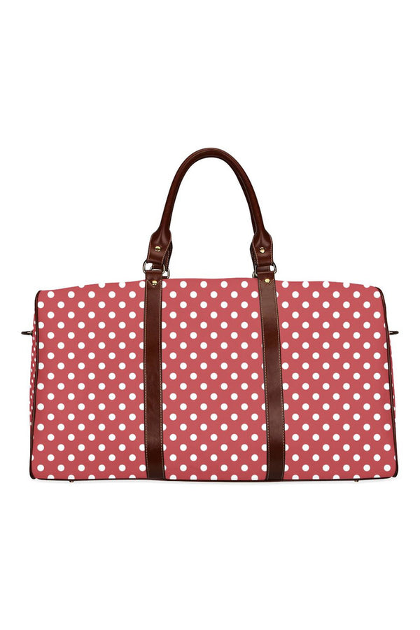 coral orange polka dots Waterproof Travel Bag/Large (Model 1639) - Objet D'Art