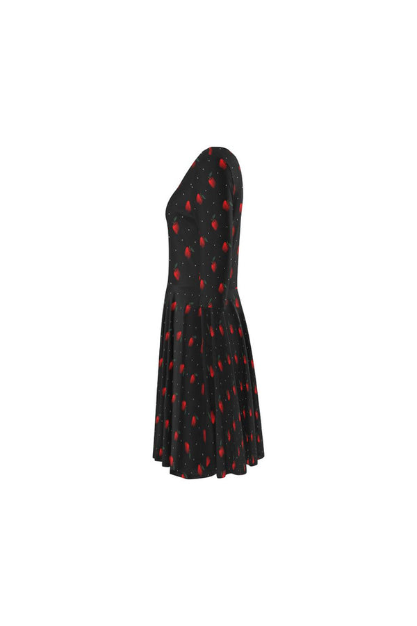 Apples Elbow Sleeve Ice Skater Dress - Objet D'Art