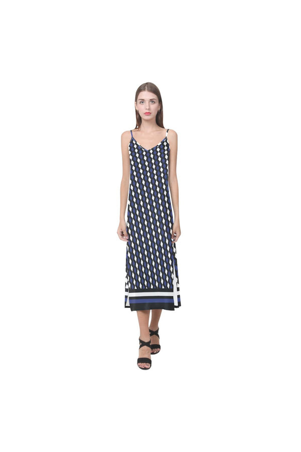 Harlequin Moments V-Neck Open Fork Long Dress - Objet D'Art
