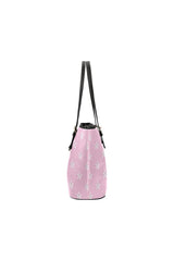 Pink Star Print Leather Tote Bag/Small - Objet D'Art