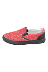 Red Bandana Men's Slip-on Canvas Shoes (Model 019) - Objet D'Art