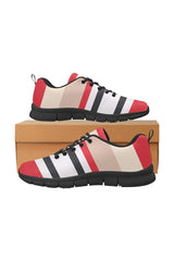 Red & Black Stripes Women's Breathable Running Shoes - Objet D'Art